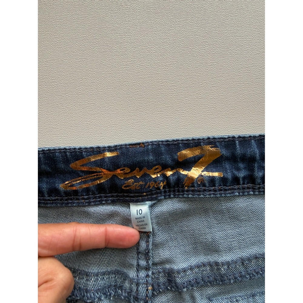 Seven7 Rocker Slim Boot Jeans Dark Wash Flap Pocket Denim Womens Size 10 - Picture 10 of 11